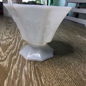 Vintage Anchor Hocking white milk glass candy dish